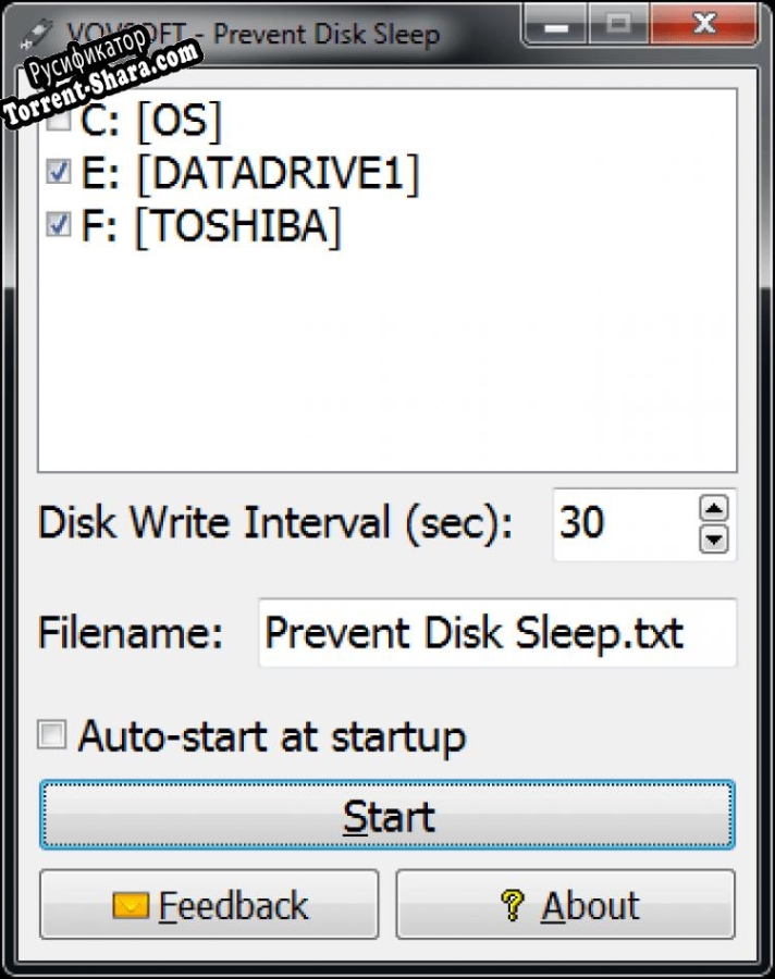 Русификатор для Prevent Disk Sleep