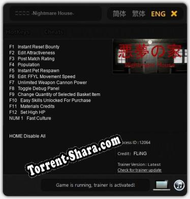 悪夢の家 -Nightmare House-: Трейнер +13 [v1.3]