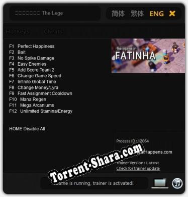 法蒂尼亚的传说 The Legend of Fatinha: Читы, Трейнер +12 [CheatHappens.com]