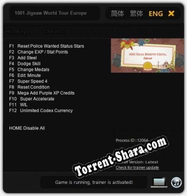1001 Jigsaw World Tour Europe: Трейнер +12 [v1.9]