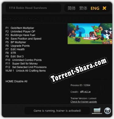 1114 Robin Hood Survivors: ТРЕЙНЕР И ЧИТЫ (V1.0.31)