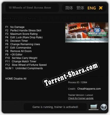 18 Wheels of Steel Across America: ТРЕЙНЕР И ЧИТЫ (V1.0.99)