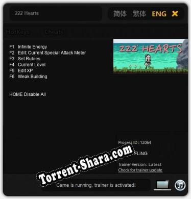 222 Hearts: Трейнер +6 [v1.3]