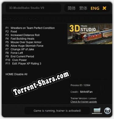 Трейнер для 3D-Modellbahn Studio V9 [v1.0.6]