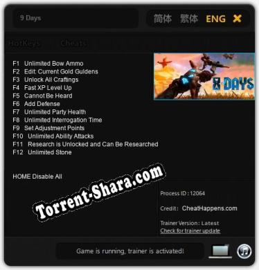 9 Days: ТРЕЙНЕР И ЧИТЫ (V1.0.24)