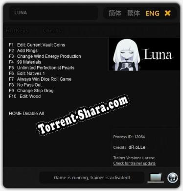 LUNA: Читы, Трейнер +10 [dR.oLLe]