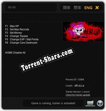 Трейнер для BLUD [v1.0.1]