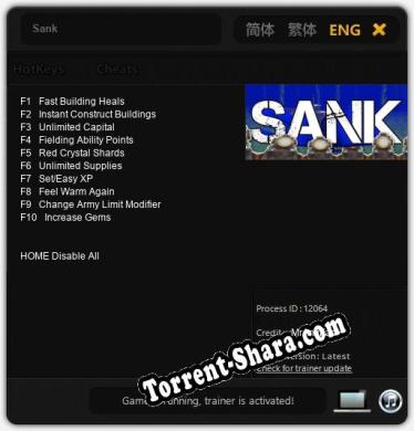 Sank: Трейнер +10 [v1.8]