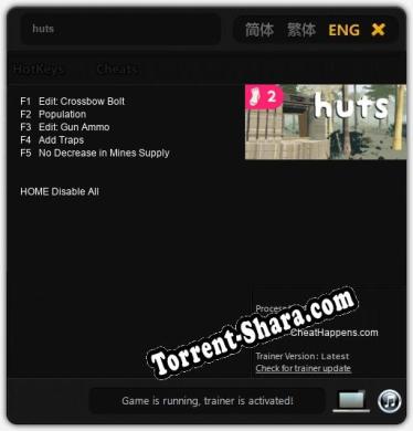 Трейнер для huts [v1.0.7]