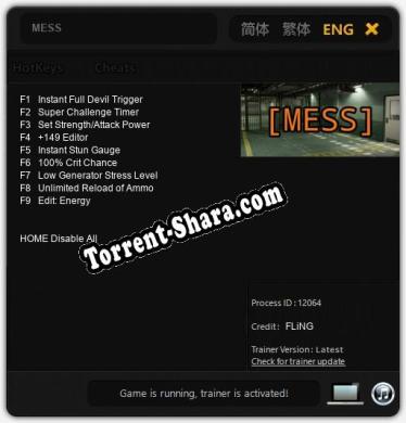 Трейнер для MESS [v1.0.5]