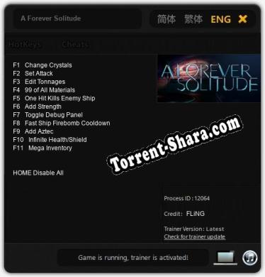 Трейнер для A Forever Solitude [v1.0.3]