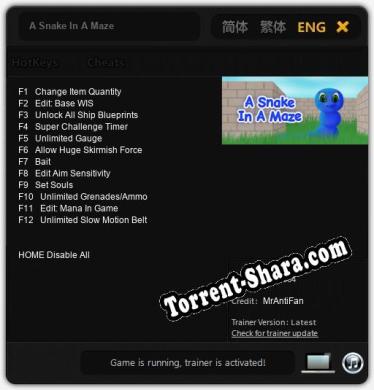Трейнер для A Snake In A Maze [v1.0.4]