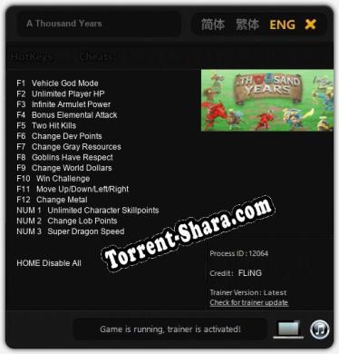 A Thousand Years: ТРЕЙНЕР И ЧИТЫ (V1.0.56)