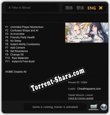 A Tithe in Blood: Читы, Трейнер +11 [CheatHappens.com]