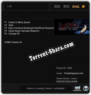 LAB: Читы, Трейнер +5 [CheatHappens.com]