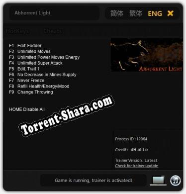 Трейнер для Abhorrent Light [v1.0.1]