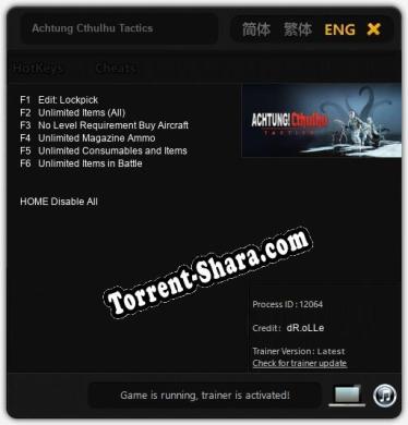 Achtung Cthulhu Tactics: ТРЕЙНЕР И ЧИТЫ (V1.0.98)