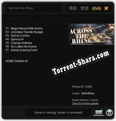 Трейнер для Across the Rhine [v1.0.3]