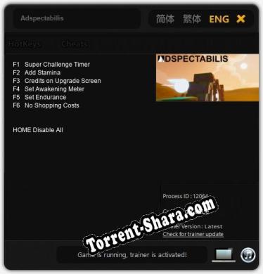 Adspectabilis: Трейнер +6 [v1.5]