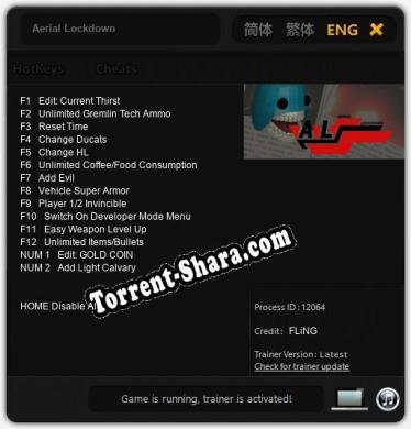 Aerial Lockdown: ТРЕЙНЕР И ЧИТЫ (V1.0.83)