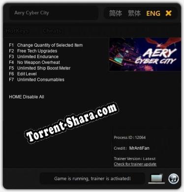 Aery Cyber City: ТРЕЙНЕР И ЧИТЫ (V1.0.29)