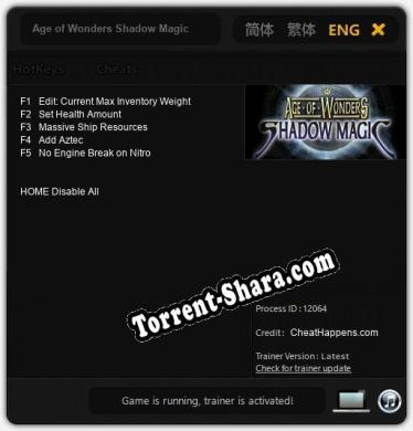 Age of Wonders Shadow Magic: Трейнер +5 [v1.5]