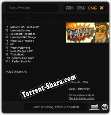 Трейнер для Agent Awesome [v1.0.9]