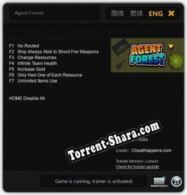 Agent Forest: Трейнер +7 [v1.8]