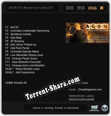AGON The Mysterious Codex (Trilogy): ТРЕЙНЕР И ЧИТЫ (V1.0.19)