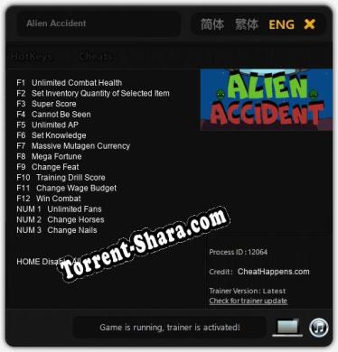 Трейнер для Alien Accident [v1.0.1]