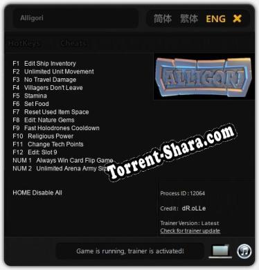Alligori: ТРЕЙНЕР И ЧИТЫ (V1.0.82)