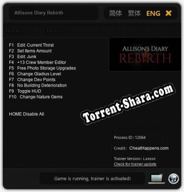 Allisons Diary Rebirth: ТРЕЙНЕР И ЧИТЫ (V1.0.35)