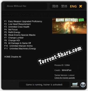 Трейнер для Alone Without Her [v1.0.2]