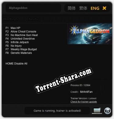 Alphageddon: ТРЕЙНЕР И ЧИТЫ (V1.0.86)