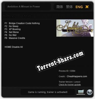 Ambition A Minuet in Power: Читы, Трейнер +6 [CheatHappens.com]