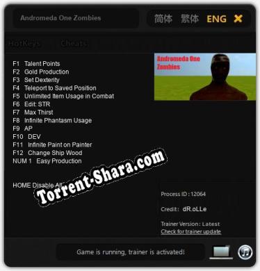 Andromeda One Zombies: ТРЕЙНЕР И ЧИТЫ (V1.0.96)