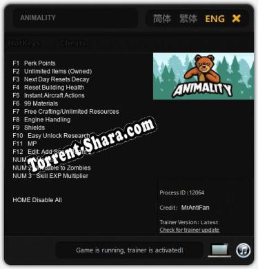 ANIMALITY: Читы, Трейнер +15 [MrAntiFan]
