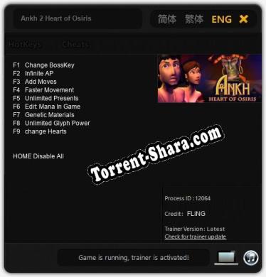 Трейнер для Ankh 2 Heart of Osiris [v1.0.3]