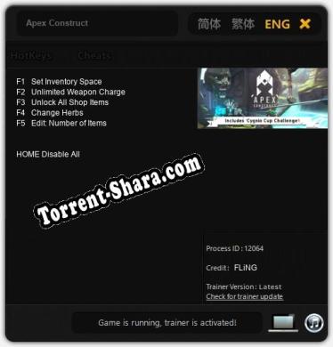 Трейнер для Apex Construct [v1.0.2]