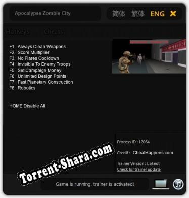 Apocalypse Zombie City: Читы, Трейнер +8 [CheatHappens.com]