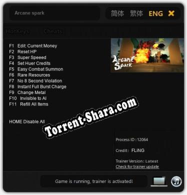 Arcane spark: Читы, Трейнер +11 [FLiNG]