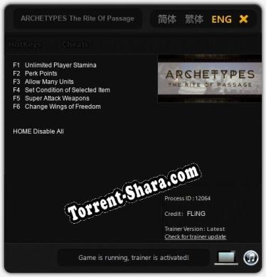 ARCHETYPES The Rite Of Passage: ТРЕЙНЕР И ЧИТЫ (V1.0.4)