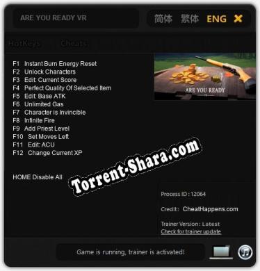ARE YOU READY VR: Трейнер +12 [v1.1]