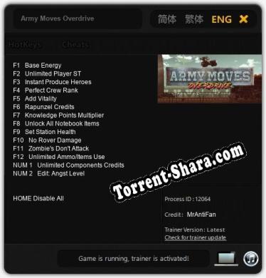 Трейнер для Army Moves Overdrive [v1.0.6]