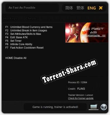 As Fast As Possible: ТРЕЙНЕР И ЧИТЫ (V1.0.94)