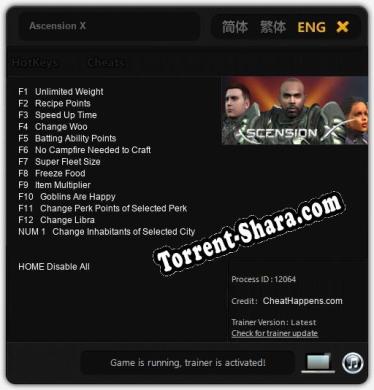 Ascension X: Читы, Трейнер +13 [CheatHappens.com]