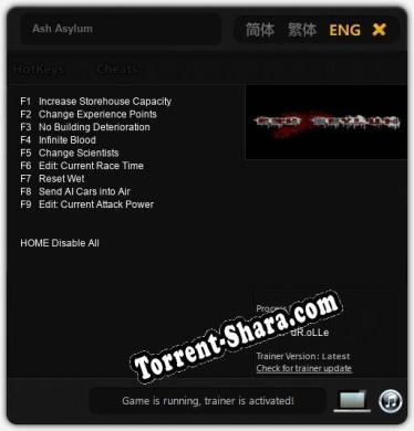 Ash Asylum: ТРЕЙНЕР И ЧИТЫ (V1.0.95)