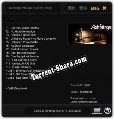 Ashforge Whispers of the Deep: ТРЕЙНЕР И ЧИТЫ (V1.0.84)