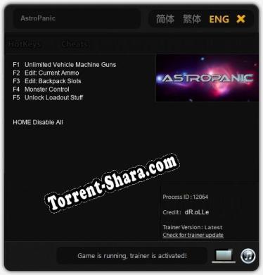 Трейнер для AstroPanic [v1.0.1]