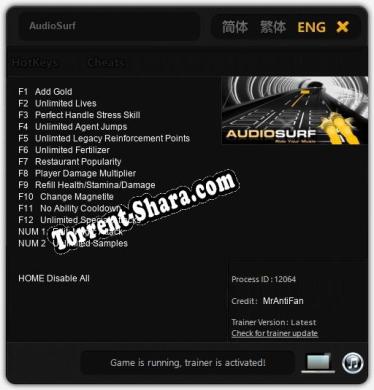 AudioSurf: ТРЕЙНЕР И ЧИТЫ (V1.0.5)